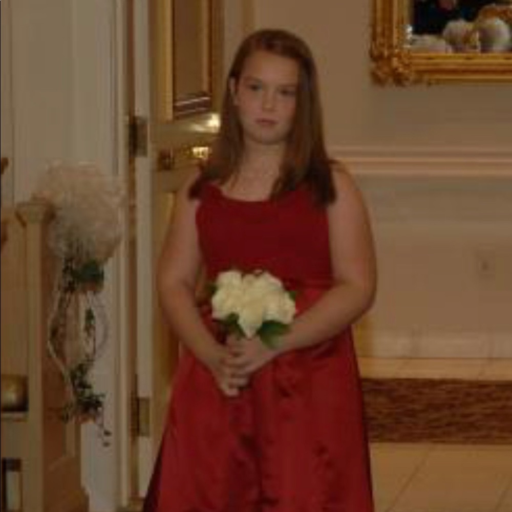 Crimson red children’s bridesmaid/flower girl